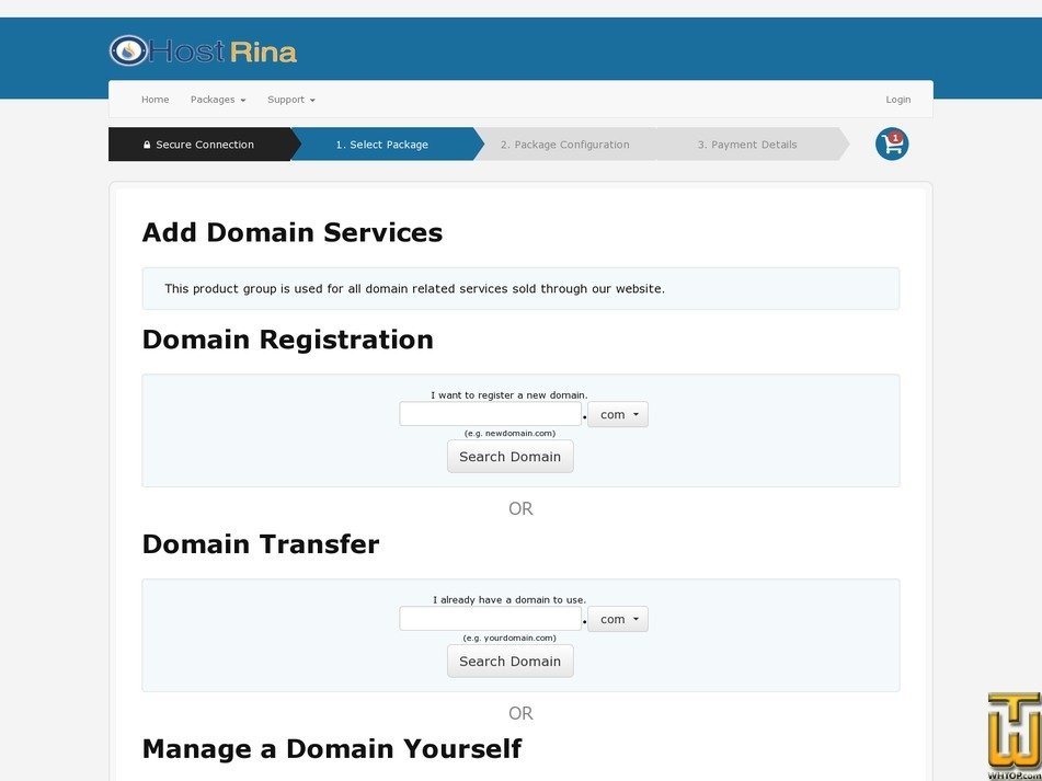 screenshot of Standard from hostrina.com