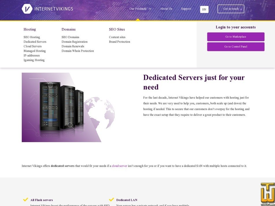 Taken on 2 January, 2020 screenshot of Dedicated Go from internetvikings.com