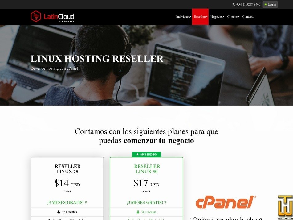 Taken on 24 February, 2020 screenshot of RESELLER PACK 50 from latincloud.com
