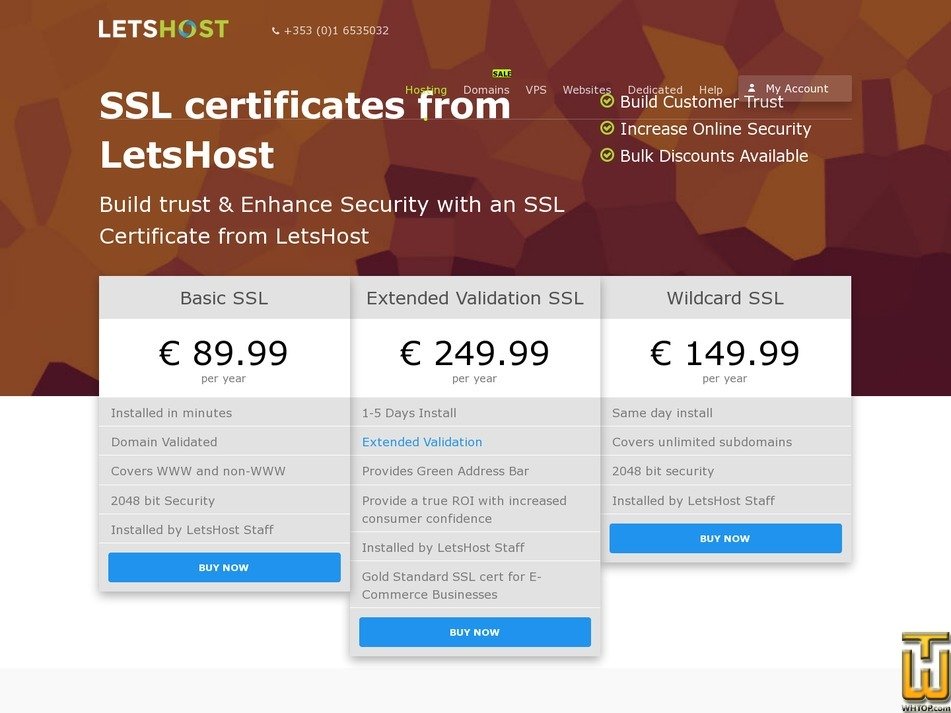 Taken on 13 October, 2019 screenshot of Basic SSL from letshost.ie