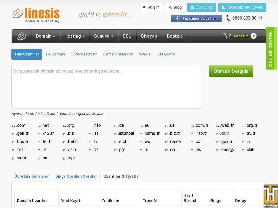 screenshot of COM from linesis.com