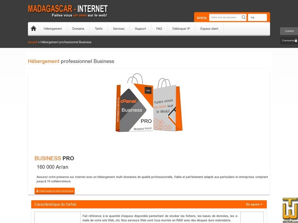 Taken on 11 May, 2020 screenshot of BUSINESS PRO from madagascar-internet.mg
