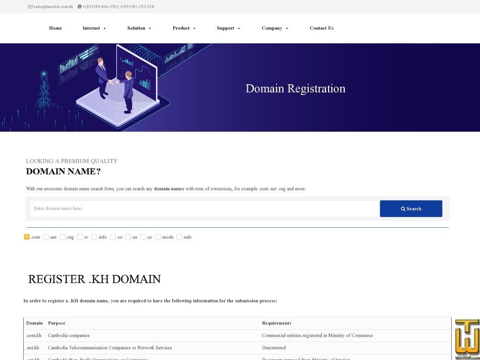 screenshot of .com from maxbit.com.kh