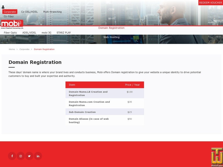 screenshot of .com from mobi.net.lb