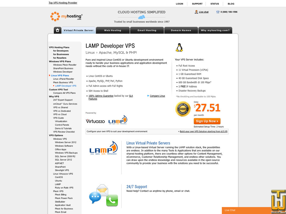 Taken on 29 September, 2020 screenshot of Developer + LAMP from myhosting.com