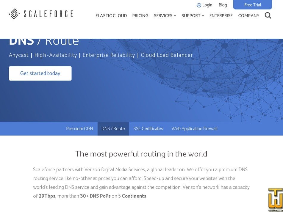 Taken on 29 November, 2018 screenshot of DNS / Route from scaleforce.net