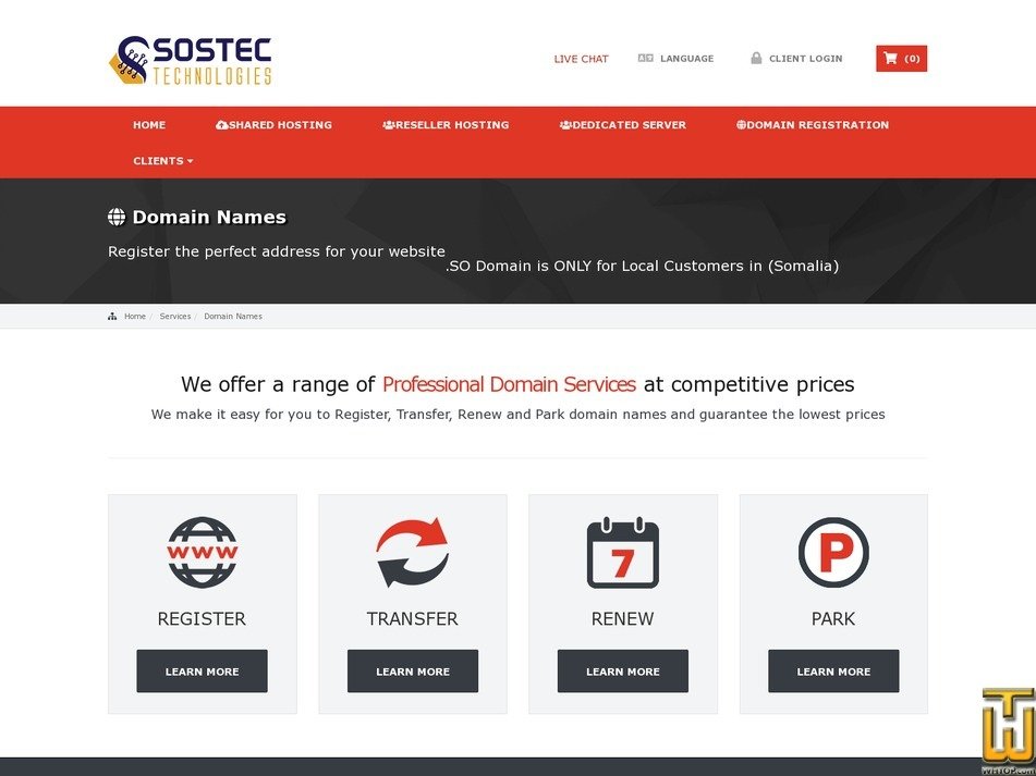 screenshot of .com from sostec.so